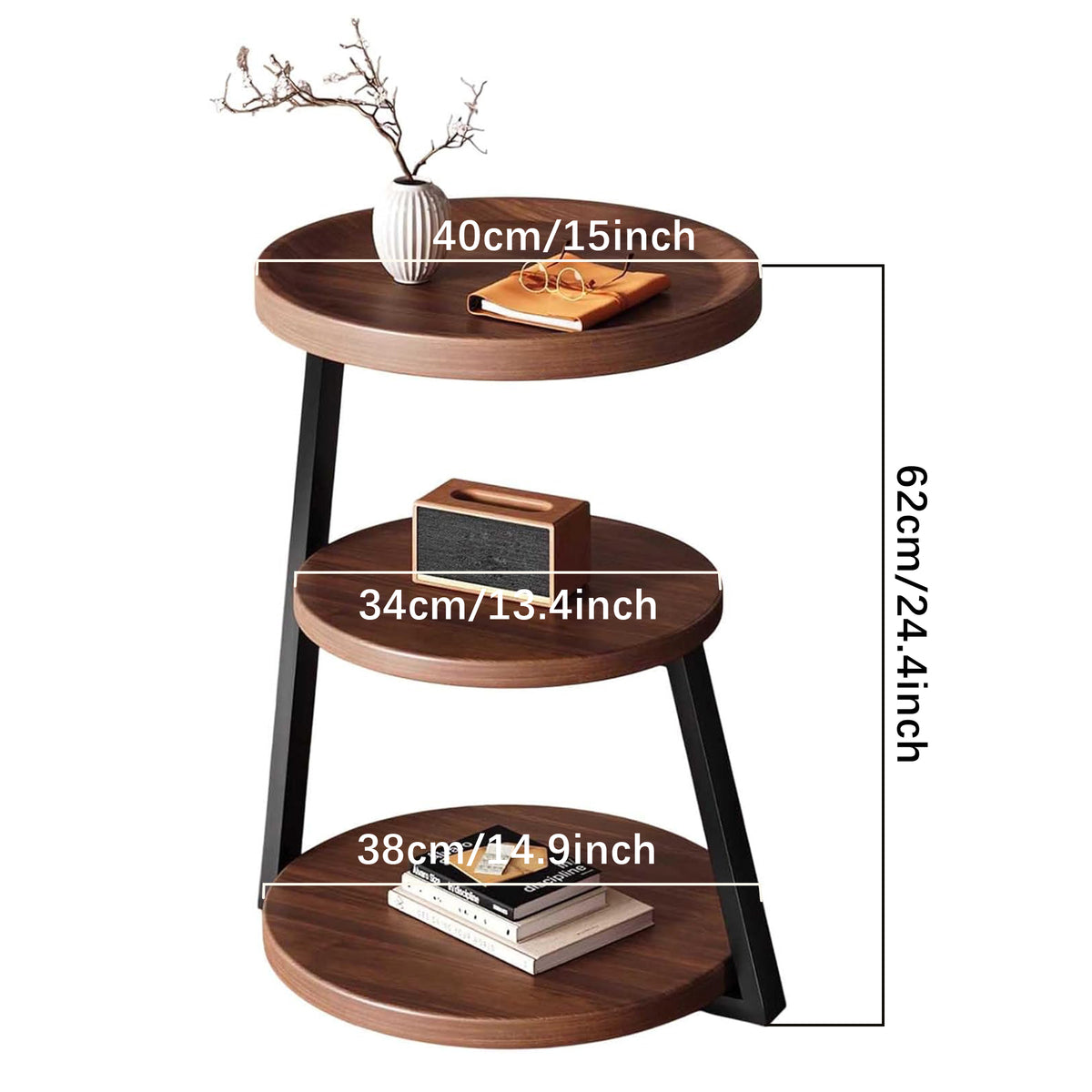 3-Tier Round End Table