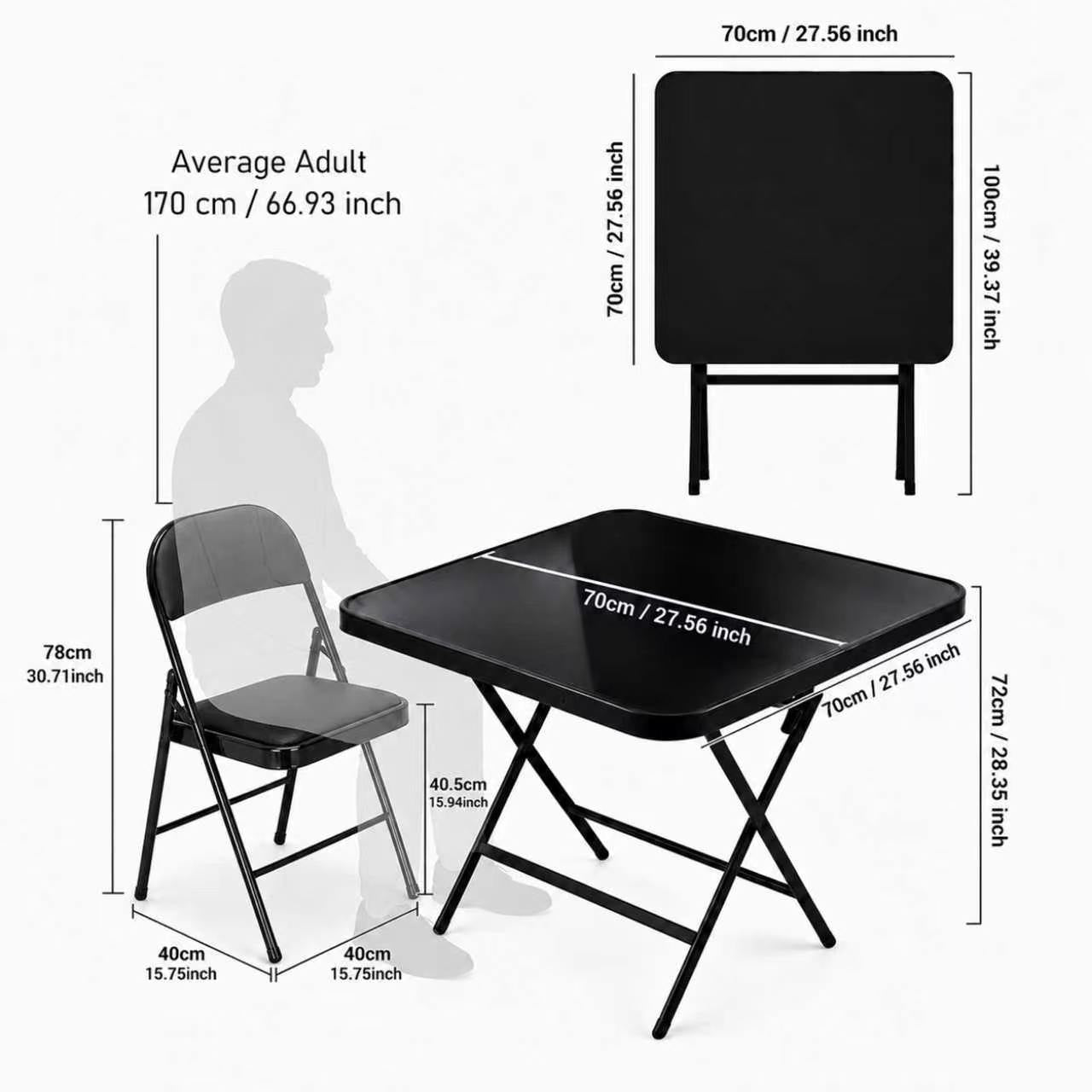5-teiliges Klapptisch-Set mit 4 Stühlen
